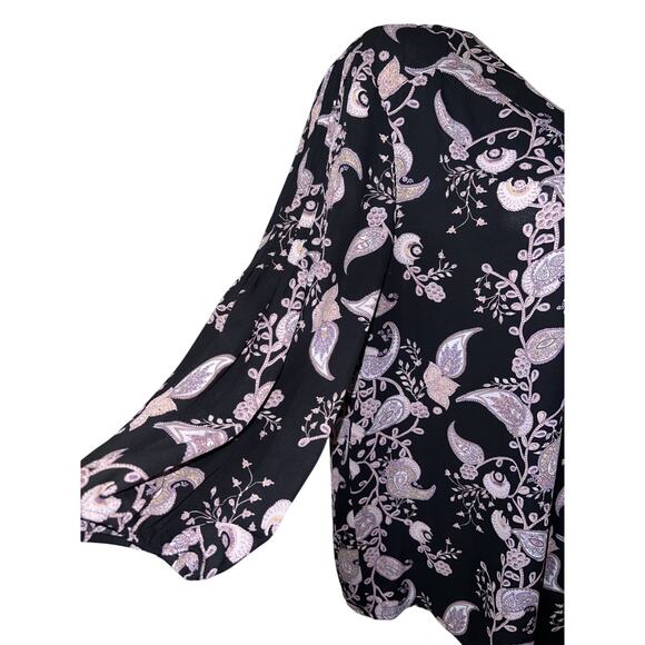 Soho New York & Company Jeans Top Women's Sz XL Floral Print Long Sleeve Blouse - Picture 3 of 6